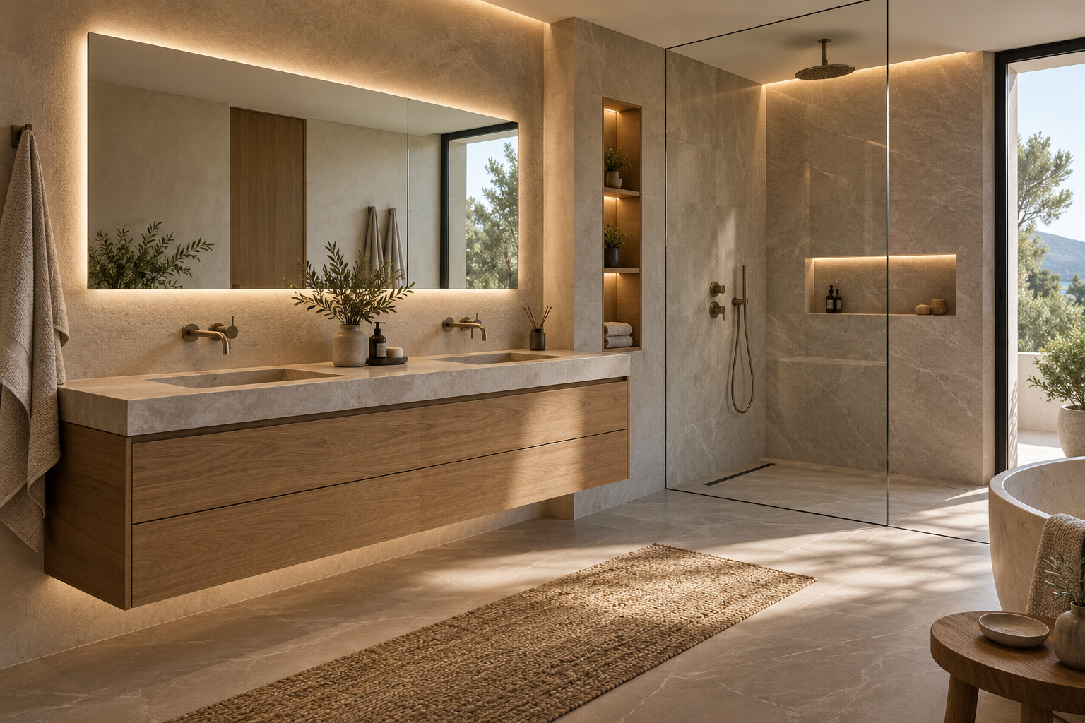 Baño elegante completamente terminado con mueble a medida
