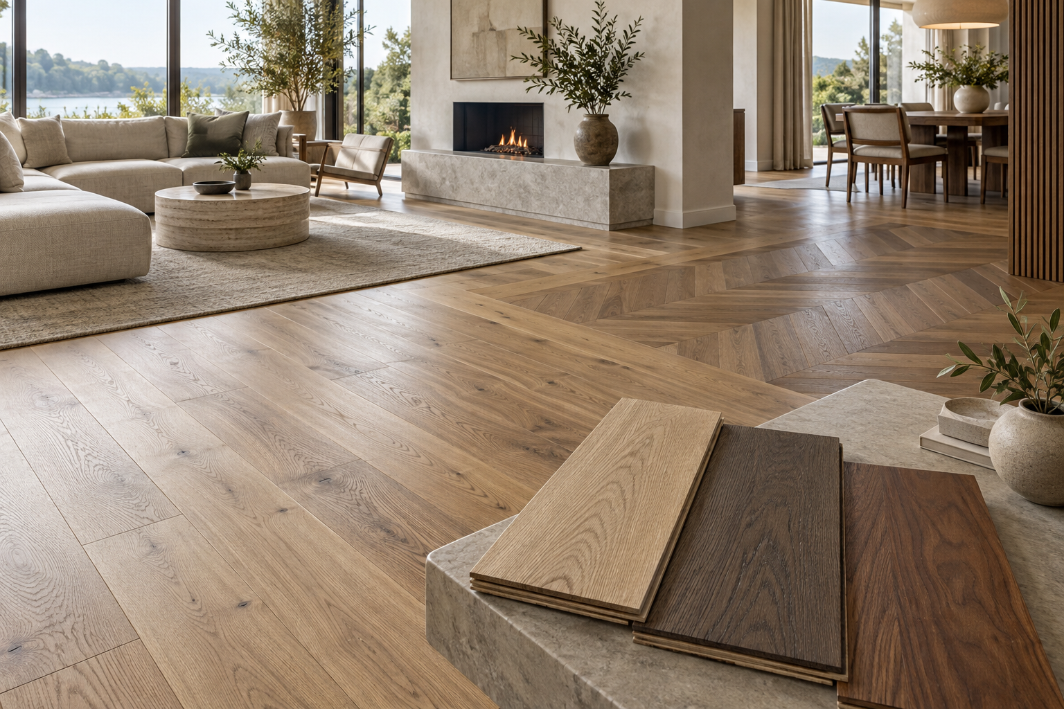 Muestras de parquet y suelo laminado